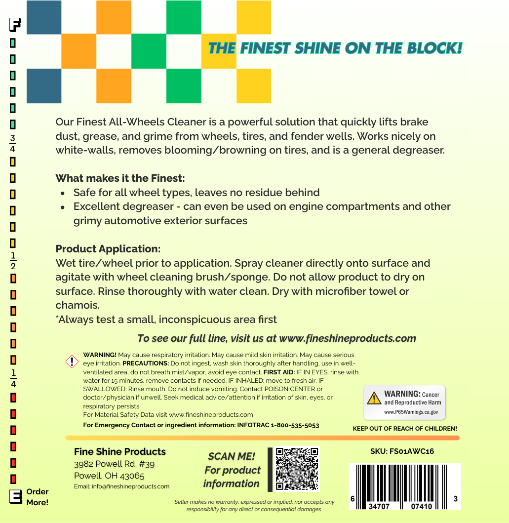 Finest All-Wheels Cleaner (Non-Acid Formula) 16oz