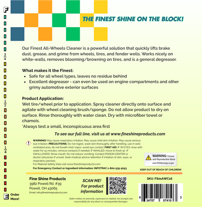 Finest All-Wheels Cleaner (Non-Acid Formula) 16oz