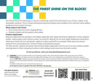 Finest Tire & Trim Dressing (Long-Lasting) 8oz
